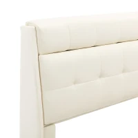 Fashion Double Bed Frame with Storage, Hydraulic Lift, Concealed Headboard Space and PU Material, 142x206x105 cm, Cream White(m-8)