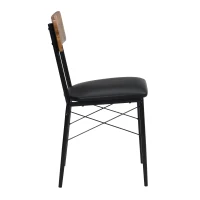 2-Seater Industrial Dining Room Table Sets with Rubber Feet Pad, Steel Legs, 3-Piece PU Leather Kitchen Table and Chairs, 70x70x75 cm, Brown(m-13)