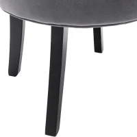 Velvet Upholstered Dressing Table Chair with Oak Legs, Button Tufted Pattern, Ergonomic Design, 45x38.5x58 cm, Gray(m-12)