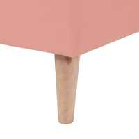 Upholstered Childrens Double Bed with Slatted Frame and Adjustable Headboard, Velvet Fabric, Easy Assembly, 137x196x118.5 cm, Pink(m-12)