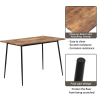 Industrial Dining Table and Chairs Set with Bench, Retro Kitchen Dining Set, MDF and Steel Frame, 110x70x79 cm, Brown(m-5)