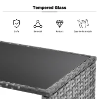 5 Pieces Rattan Garden Sofa Set with Coffee Table, Seat Cushions, Patio Furniture for Outdoor Garden, Backyard, Balcony, 170x58x66 cm, Gray(m-6)