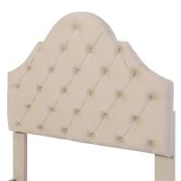 Upholstered Single Chair Bed with Adjustable Headboard, Velvet Fabric, Wooden Slat Frame, Easy Assembly, 90x193x124 cm, Beige(m-8)