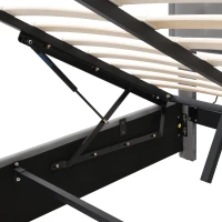 Upholstered Double Bed with Velvet Fabric, Adjustable Headboard and Large Storage Space, 141x190x101 cm, Grey(m-8)