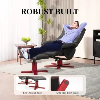 HOMCOM Faux Microfibre Leather Manual Recliner and Footstool Set - Black(m-7)