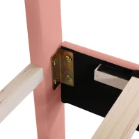 Upholstered Childrens Double Bed with Slatted Frame and Adjustable Headboard, Velvet Fabric, Easy Assembly, 137x196x118.5 cm, Pink(m-11)