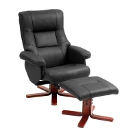 HOMCOM Faux Microfibre Leather Manual Recliner and Footstool Set - Black(m-1)
