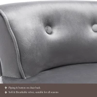 Velvet Upholstered Dressing Table Chair with Oak Legs, Button Tufted Pattern, Ergonomic Design, 45x38.5x58 cm, Gray(m-4)