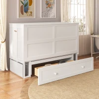 Double Murphy Bed with Foldable Shelves and Storage Drawers, Ideal for Home and Bedroom Furniture, 142x200x98 cm, White(m-9)