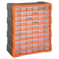 DURHAND Organizador de Ferragens Armário Organizador de Ferragens com 60 Gavetas de PP 38x16x47,5cm Cinza e Laranja(m-10)