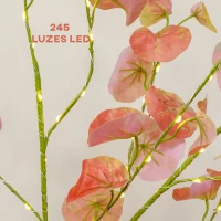 HOMCOM Árvore de Eucalipto Artificial 150 cm Árvore Artificial com 245 Luzes LED e Base Decoração Laranja e Marrom(m-4)