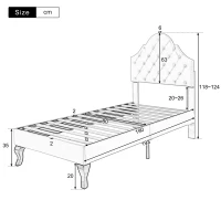 Upholstered Single Bed with Height-Adjustable Headboard, Wooden Slat Support, Easy Assembly, Velvet, 90x193x124 cm, Pink(m-3)