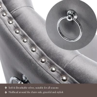 Set of 6 Velvet Dining Chairs with Oak Legs, Button Tufting and Chrome Knocker, 53x54x97 cm, Gray(m-6)