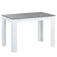 Table and Chairs Set with 2 Benches and Artificial Marble Top, Compact Design Dining Set, Easy Assembly, 108x65x75 cm, Gray(m-9)