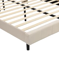 King Size Upholstered Bed with Body-Sensing LED Lights, Velvet Fabric, Slatted Frame, Mattress Not Included, 153x203.4x111.5 cm, Beige(m-10)