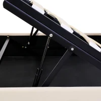 5ft King Size Luxurious Velvet Button Tufted Sleigh Bed with Hidden Storage, Adjustable Headboard, and Sturdy Frame, 160x228x107 cm, Beige(m-7)