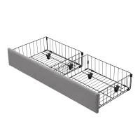 Upholstered Double Bed with Velvet Fabric, Adjustable Headboard and Large Storage Space, 141x190x101 cm, Grey(m-11)