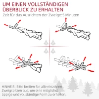 HOMCOM Kerstboom 90 cm, LED-Verlichting, Sneeuwtakken, Dennenappels, Vlamvertragend, Betonnen Voet(m-7)
