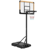 SPORTNOW Height Adjustable Basketball Stand Net Set System, Freestanding Basketball Hoop and Stand with Wheels, 182-213cm - Black(m-10)