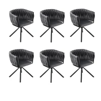 Set of 6 Velvet Dining Chairs with Metal Legs, 360° Swivel, Ergonomic Design, 61x51.5x71 cm, Gray(m-2)