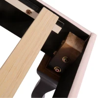 Upholstered Wooden Double Bed Frame with Adjustable Headboard, Velvet Fabric, Luxurious Slat Bed for Bedroom, 137x193x124 cm, Pink(m-9)