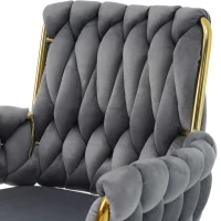 Set of 4 Luxurious Velvet Swivel Dining Chairs with Metal Legs and Raised Backrest, 63x50x87 cm, Gray(m-6)