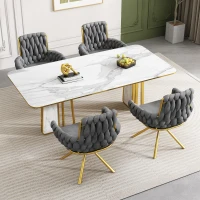 Set of 6 Luxurious Velvet Dining Chairs with Metal Legs, Modern Minimalist Swivel Armchairs, 63x50x87 cm, Gray(m-4)