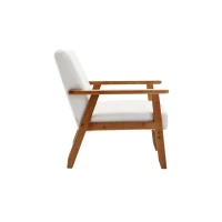 Freizeitstuhl mit Massivholzarmlehnen und -füßen, Mid-Century Modern Akzentstuhl für Wohnzimmer, Schlafzimmer, Studio, 77× 64,5× 71 cm T,Beige(m-10)