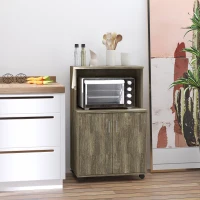 Mobilier Bucatarie Multifunctional HOMCOM cu 4 Roti, Dulapior si Etajera pentru Microunde, 60,4x40,3x97cm - Lemn(m-11)