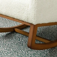 Weicher Schaukelstuhl im Mid-Century Modern-Stil, mit hoher Rückenlehne und Massivholzsockel, Weiß(m-8)