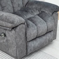 Elektrisch verstellbarer Massagesessel für ältere Menschen, Stoff-Liegesofa mit 2 Getränkehaltern, Seitentaschen und Fernbedienung, Grau(m-10)