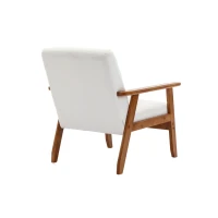 Freizeitstuhl mit Massivholzarmlehnen und -füßen, Mid-Century Modern Akzentstuhl für Wohnzimmer, Schlafzimmer, Studio, 77× 64,5× 71 cm T,Beige(m-11)