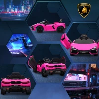 AIYAPLAY Lamborghini Revuelto Licensed 12V Ride on Car w/ Butterfly Doors, Transport Wheels, Suspension, Remote Control, Pink(m-9)