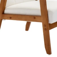 Freizeitstuhl mit Massivholzarmlehnen und -füßen, Mid-Century Modern Akzentstuhl für Wohnzimmer, Schlafzimmer, Studio, 77× 64,5× 71 cm T,Beige(m-8)