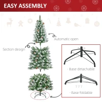 HOMCOM Brad de Crăciun Înzăpezit cu 630 Ramuri și 37 Conuri, Brad Artificial cu Bază Detașabilă, Ø75x180 cm, Verde(m-6)