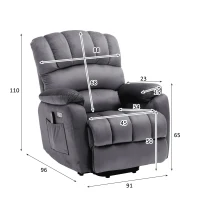 Elektrischer Relaxsessel mit Massage und Wärmefunktion, 91x96x110 cm, Für Entspannung und Zuhause, Grau(m-3)