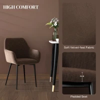 HOMCOM Set 2 Scaune de Dining Tapițate în Stil Nordic cu Brațe și Picioare din Oțel, 54x57x80 cm, Maro(m-5)