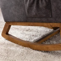 Weicher Schaukelstuhl im Mid-Century Modern-Stil, mit hoher Rückenlehne und Massivholzsockel, Dunkelgrau(m-8)