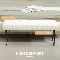 Homcom Banca Pat Moderna – Alb Crem cu Picioare Elegante(m-4)