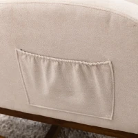 Weicher Schaukelstuhl im Mid-Century Modern-Stil, mit hoher Rückenlehne und Massivholzsockel, Beige(m-7)