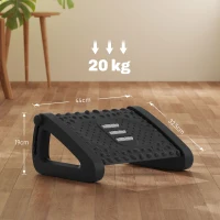 HOMCOM Voetensteun voor aan het Bureau, Hoogteverstelbare Voetkruk met Massage-Oppervlak en Wielen, Kunststof, Zwart(m-3)