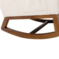 Weicher Schaukelstuhl im Mid-Century Modern-Stil, mit hoher Rückenlehne und Massivholzsockel, Beige(m-9)