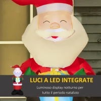 Outsunny Babbo Natale Gonfiabile con Regalo, 3 Luci LED e Gonfiatore Incluso, 77x68x184cm(m-4)