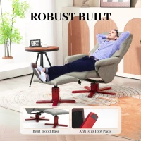 HOMCOM Faux Microfibre Leather Manual Recliner and Footstool Set - Grey(m-7)