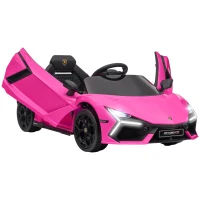 AIYAPLAY Lamborghini Revuelto Licensed 12V Ride on Car w/ Butterfly Doors, Transport Wheels, Suspension, Remote Control, Pink(m-1)
