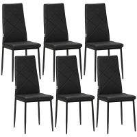 Set 6 Scaune de Sufragerie Tapițate, 41x50x97 cm, Negru