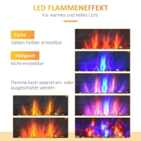 HOMCOM Elektrischer Wandkamin, 1000W/2000W, LED-Feuereffekt, Fernbedienung, stilvoller Look, mit Heizfunktion(m-5)