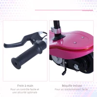 HOMCOM Trottinette électrique pliable 120 W enfant 7 à 12 ans lumière LED hauteur guidon et selle réglable 10 Km/h max. rose(m-7)