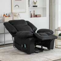 Komfortabler PU-Leder-Power-Massagesessel mit Massage, Heizfunktion, Seitentaschen, Getränkehaltern,  Stehhilfe, 85×75×103 cm, Schwarz(m-5)