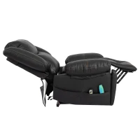 Komfortabler PU-Leder-Power-Massagesessel mit Massage, Heizfunktion, Seitentaschen, Getränkehaltern,  Stehhilfe, 85×75×103 cm, Schwarz(m-7)